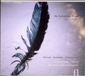"CD cover featuring a large black feather on a gray background with text."