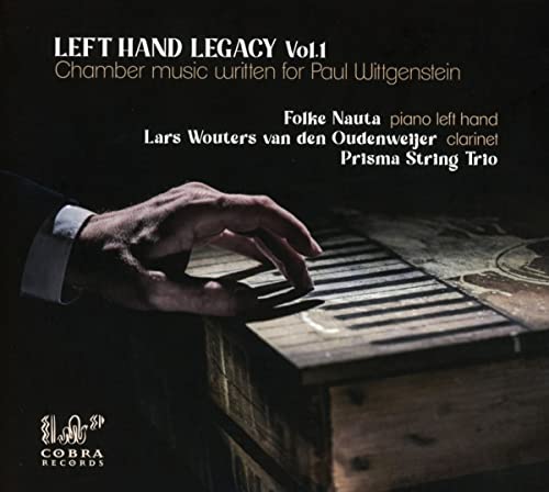 CD cover featuring a hand playing a piano, text reading "Left Hand Legacy Vol.1".