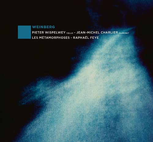 CD cover for Pieter Wispelwey’s Weinberg album, featuring abstract blue imagery.