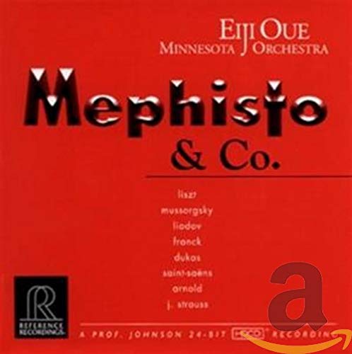Red CD cover for "Mephisto & Co." by Liszt, with orchestra details.