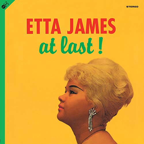 Etta James album cover, “At Last!”, featuring a portrait of the singer.