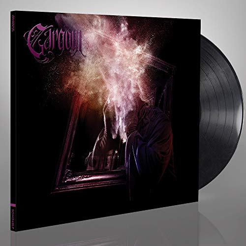 Dark album cover featuring a figure emerging from a shattered mirror.