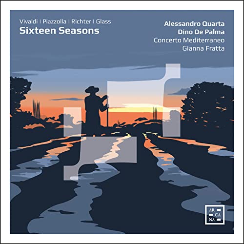 CD cover: Silhouette of a person at sunset over a field.