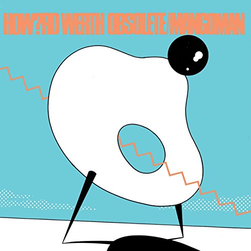 Vinyl record sleeve with abstract cartoon figure on turquoise background, orange text at top.