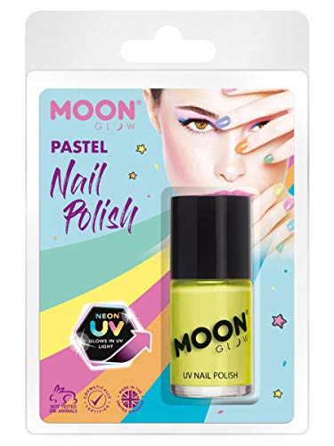 Smiffys Moon Glow Pastel Neon UV Nail Polish, Yellow