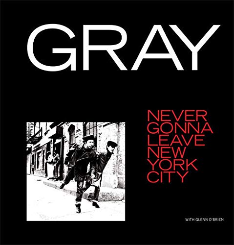 GRAY album cover: black background, two people running in New York City.