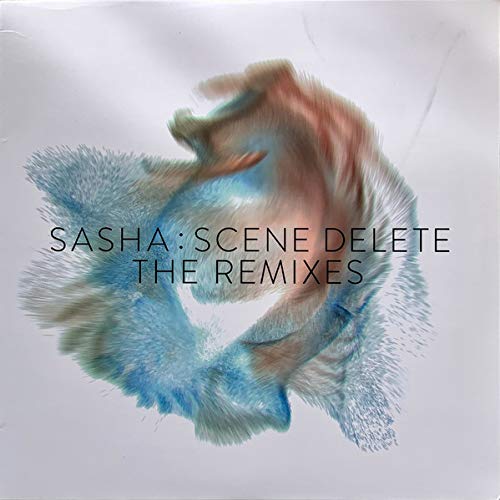 Vinyl record cover with abstract blue and orange brushstroke design.
