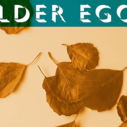 Vinyl record cover with autumn leaves on a tan and teal background.