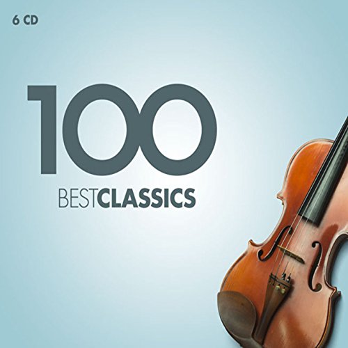 "CD cover with a violin and '100 Best Classics' text on blue background."