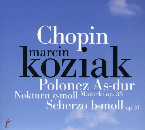CD cover: “Chopin” and “Marcin Koziak” text over a blue sky background.