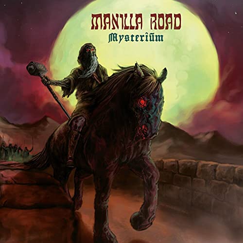 Album cover: cloaked figure on a demonic horse before a large moon.