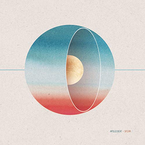Vinyl record cover with abstract blue and red circular design.