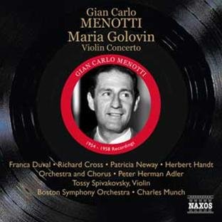 CD cover featuring a portrait of composer Gian Carlo Menotti in a red circle.