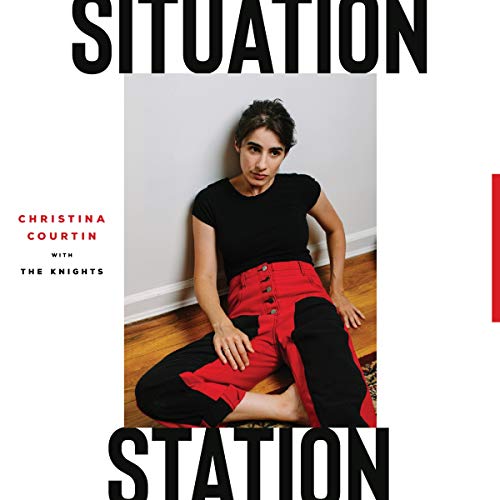 Album cover for Christina Courtin’s “Situation Station” featuring a woman in red pants.