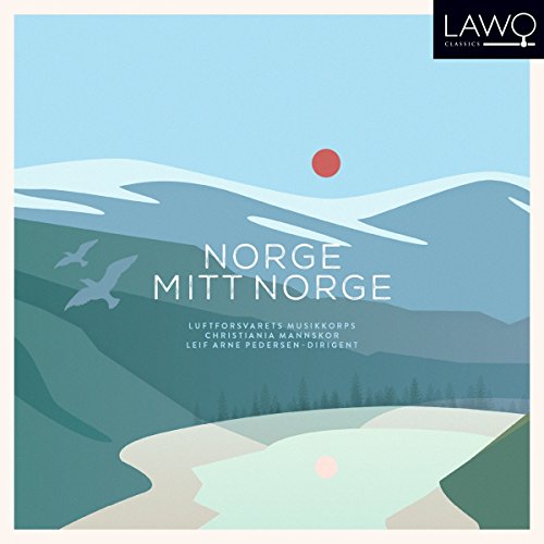 "Album cover with stylized landscape, birds, and text 'Norge Mitt Norge' in white."