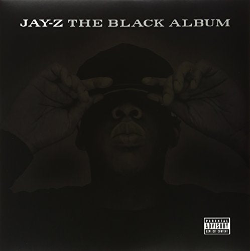 Jay-Z’s “The Black Album” vinyl cover: dark silhouette with hands and hat.