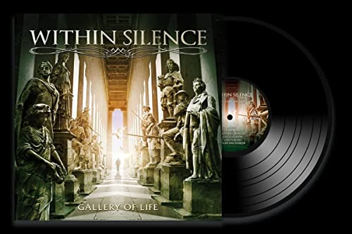 Vinyl record with album cover depicting statues in a hall.