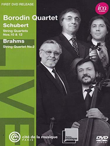 DVD cover featuring the Borodin Quartet, with text listing Schubert and Brahms.