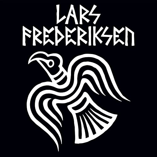 Black background with white text "Lars Frederiksen" and a bird illustration.