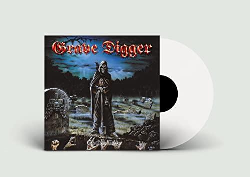 Grave Digger album cover with a cloaked figure and white vinyl record.