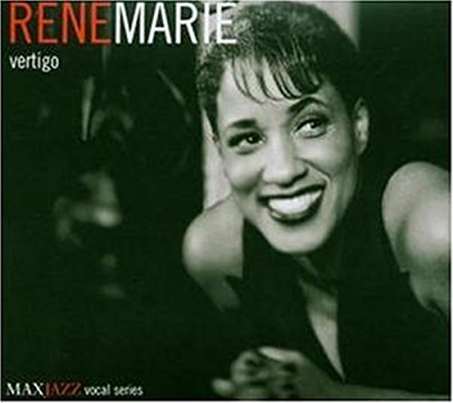 Black and white CD cover with smiling woman and red and white text.