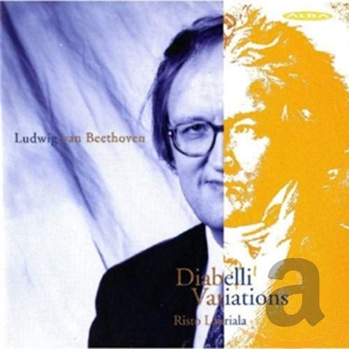 CD cover featuring pianist Risto Lauriala and abstract orange portrait.