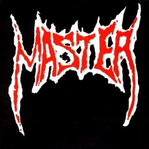 Black background with the band name "MASTER" in jagged red lettering.