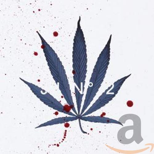 CD cover with a blue cannabis leaf and red splatters.