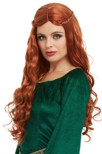 Smiffys 50756 Medieval Princess Wig, Women, Auburn