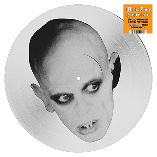 Picture disc vinyl record featuring a black and white portrait of Max Schreck as Nosferatu.