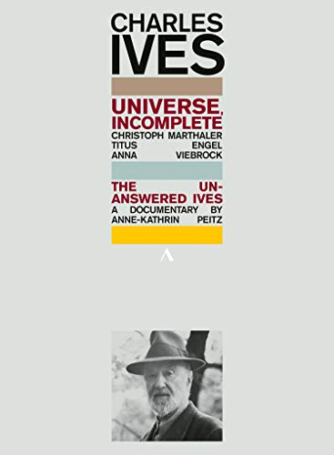 DVD cover featuring Charles Ives with bold title and colored text blocks.