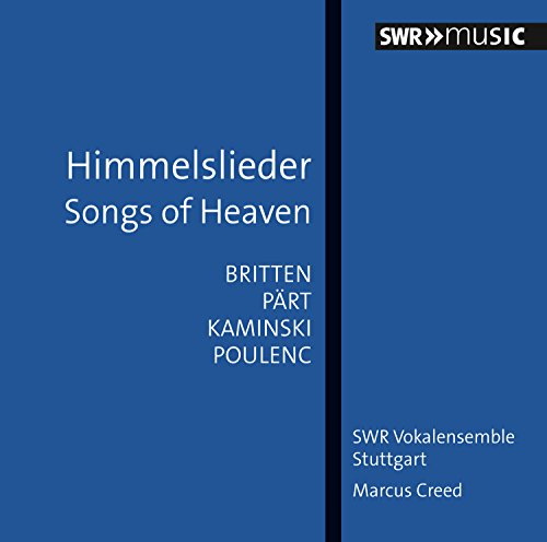 Blue album cover with white text, featuring "Songs of Heaven" and composer names.