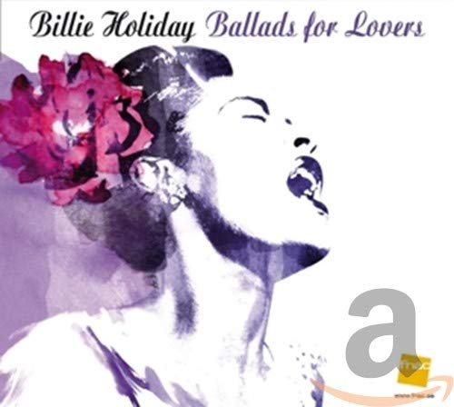 Billie Holiday album cover: watercolor portrait with a red flower.
