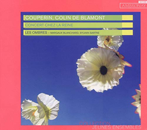 CD cover: pink background with flowers and text “Couperin, Colin de Blamont”.
