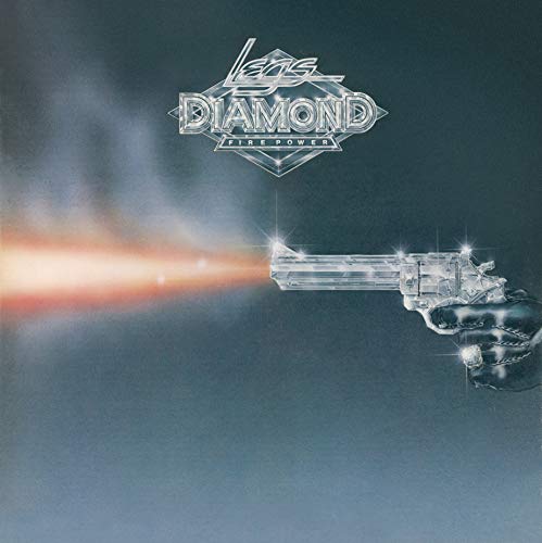 Album cover for Legs Diamond’s “Fire Power” featuring a revolver and flames.