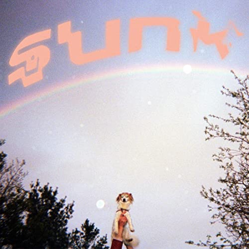 Album cover with a dog, rainbow, and the title "SUNK" in pink letters.