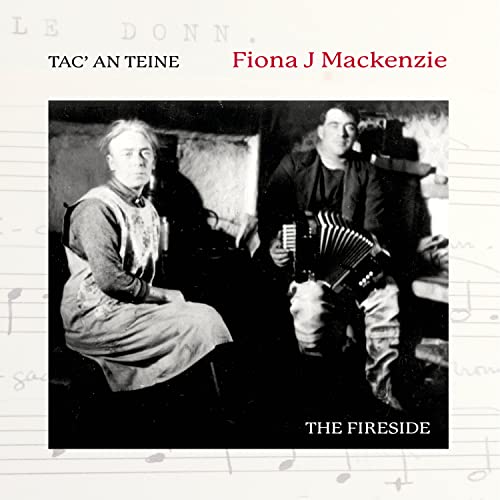 CD cover featuring a black and white photo of two people by a fireplace.
