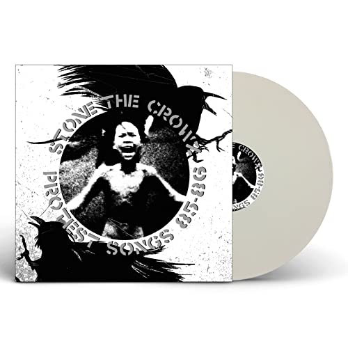 White vinyl record with black and white album cover featuring a crow and face.