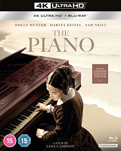 “The Piano” UHD Blu-ray cover featuring a woman at a piano.