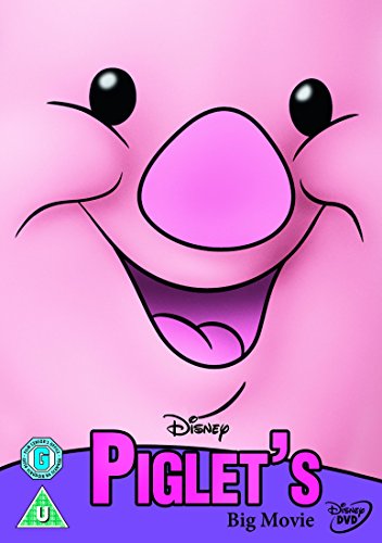 Piglet’s smiling face on the cover of a Disney DVD.