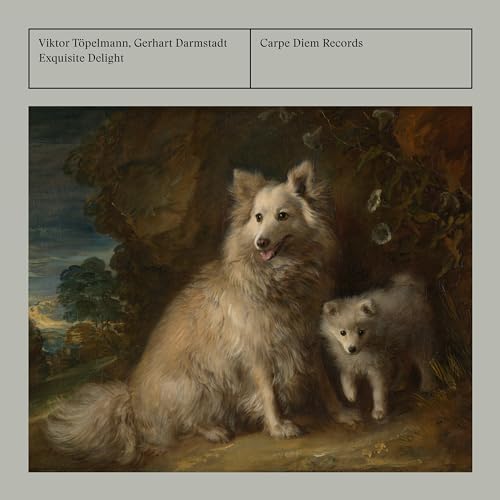 CD cover featuring a painting of two fluffy dogs in a landscape.