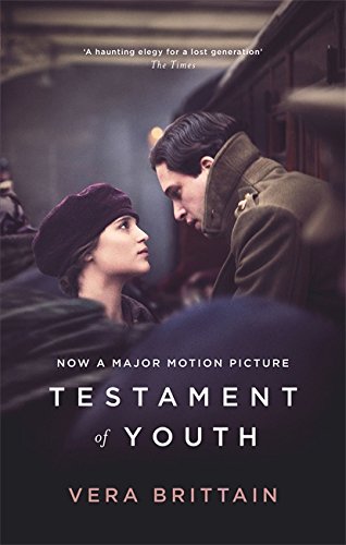 "Book cover of 'Testament of Youth' by Vera Brittain, featuring a man and woman on a train."