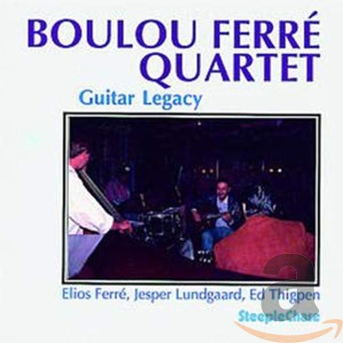 CD cover for Boulou Ferre Quartet’s “Guitar Legacy” featuring musicians playing.