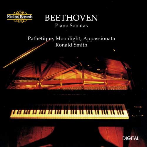 CD cover featuring a warmly lit grand piano and text: Beethoven Piano Sonatas.