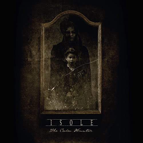 Dark, textured image of a woman and child within an ornate, aged frame.