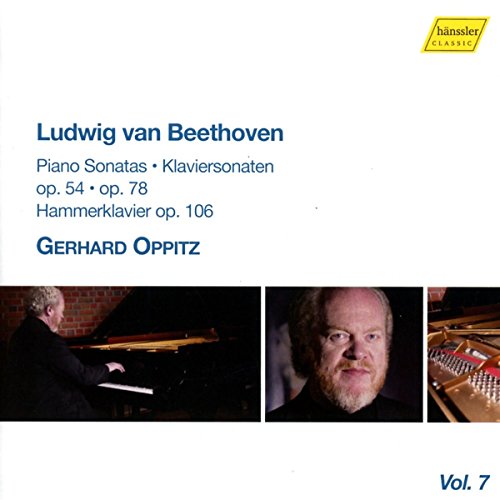 CD cover with three photos of pianist Gerhard Oppitz and piano details.