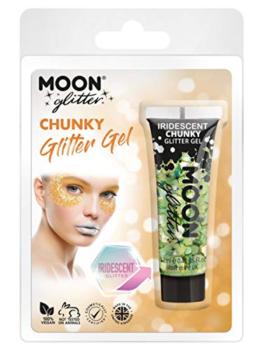 Smiffys Moon Glitter, Iridescent Chunky Glitter Gel, Green