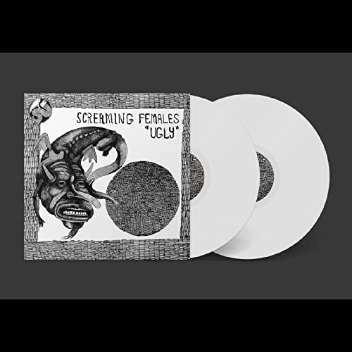 Screaming Females "Ugly" vinyl record with illustrated cover and white discs.