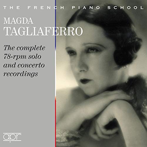 Black and white portrait of pianist Magda Tagliaferro, CD cover art.