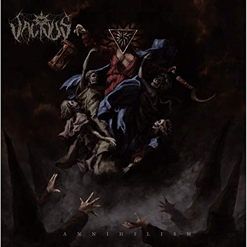Dark album cover art with a central figure surrounded by robed, ghostly figures.